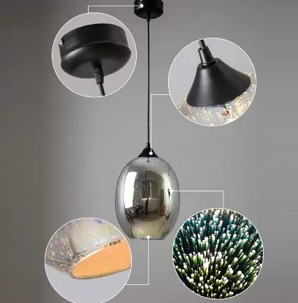 22*32cm Moderní 3D skleněná závěsná lampa Vánoční dekorace stropní ohňostrojová lampa