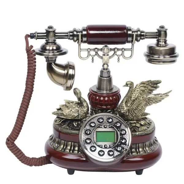Šňůrový telefon s otočným vytáčením, retro vintage pevný telefon klasický telefon se záznamníkem se zobrazením ID volajícího