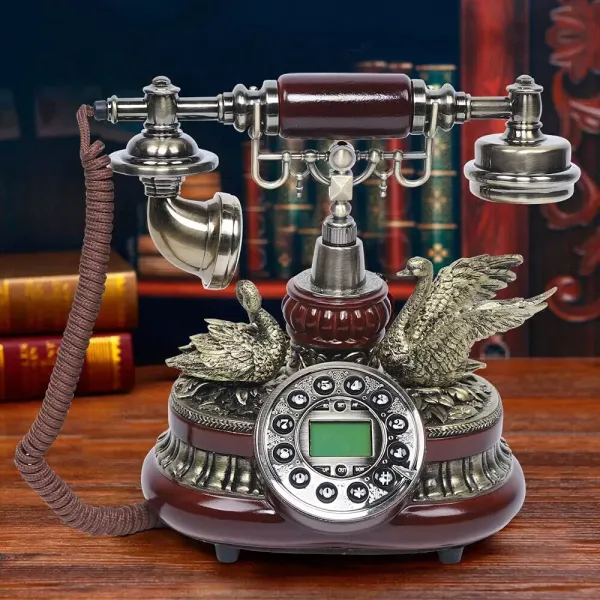 Šňůrový telefon s otočným vytáčením, retro vintage pevný telefon klasický telefon se záznamníkem se zobrazením ID volajícího