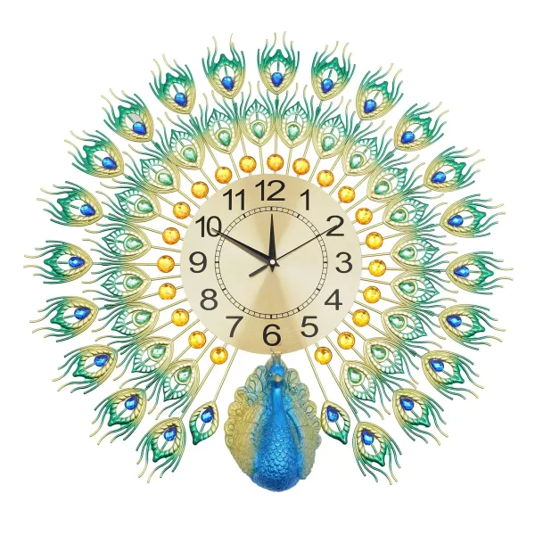 60 x 60 cm Peacock Nástěnné hodiny Vícebarevné kovové hodiny Nástěnná dekorace v evropském stylu do obývacího pokoje, ložnice nebo jako dárek 60 x 60 cm Peacock Nástěnné hodiny Vícebarevné kovové hodiny Nástěnná dekorace v evropském stylu do obývacího pokoje, ložnice nebo jako dárek