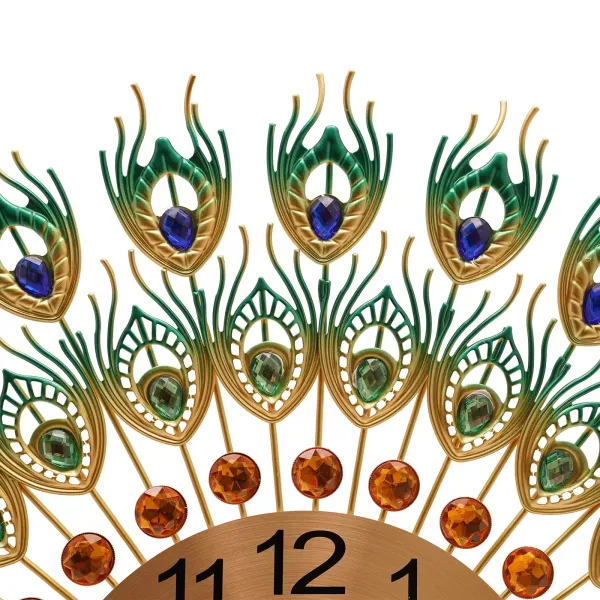 60 x 60 cm Peacock Nástěnné hodiny Vícebarevné kovové hodiny Nástěnná dekorace v evropském stylu do obývacího pokoje, ložnice nebo jako dárek