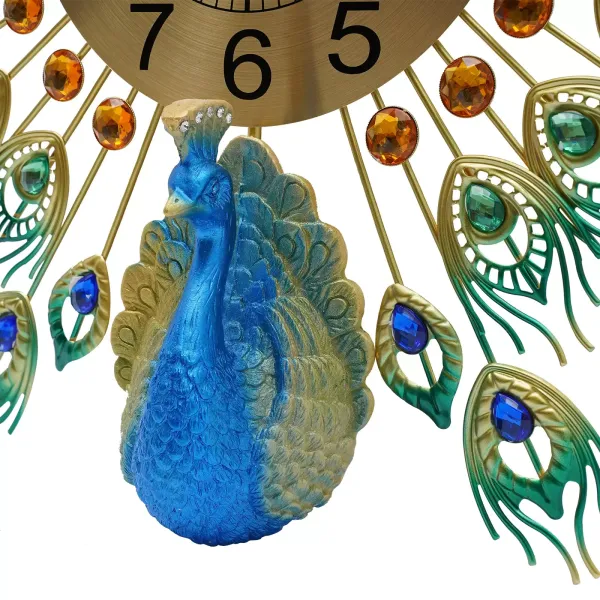 60 x 60 cm Peacock Nástěnné hodiny Vícebarevné kovové hodiny Nástěnná dekorace v evropském stylu do obývacího pokoje, ložnice nebo jako dárek