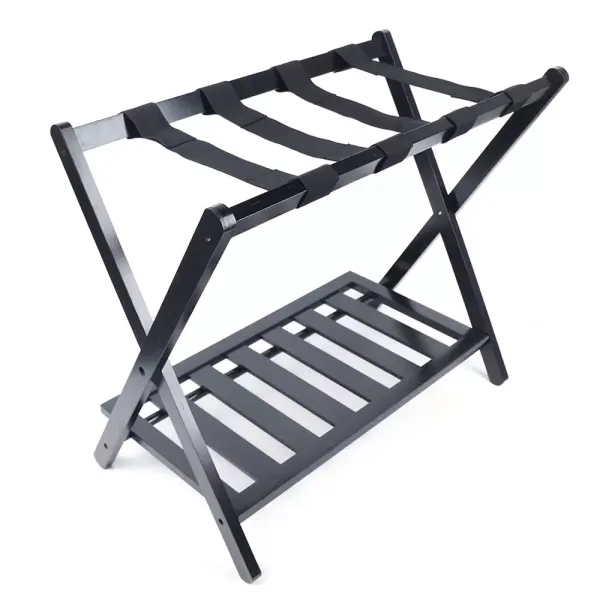 Dvouvrstvý skládací stojan na zavazadla 68 x 40 x 58 cm Stojan na uložení bot černý Dvouvrstvý skládací stojan na zavazadla 68 x 40 x 58 cm Stojan na uložení bot černý