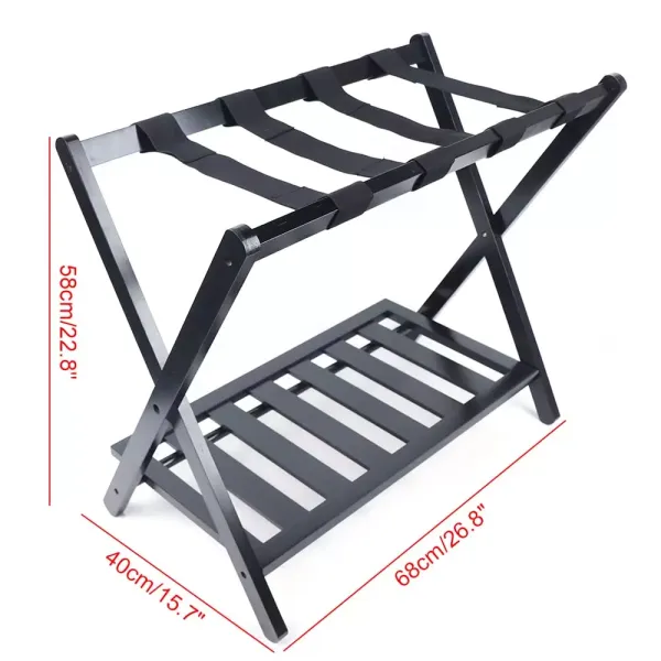 Dvouvrstvý skládací stojan na zavazadla 68 x 40 x 58 cm Stojan na uložení bot černý