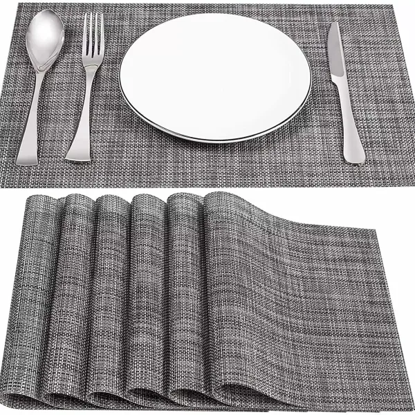 Prostírání Sada 4 protiskluzových omyvatelných prostírání 45x30 cm PVC žáruvzdorné prostírání pro kuchyňskou restauraci (šedá)