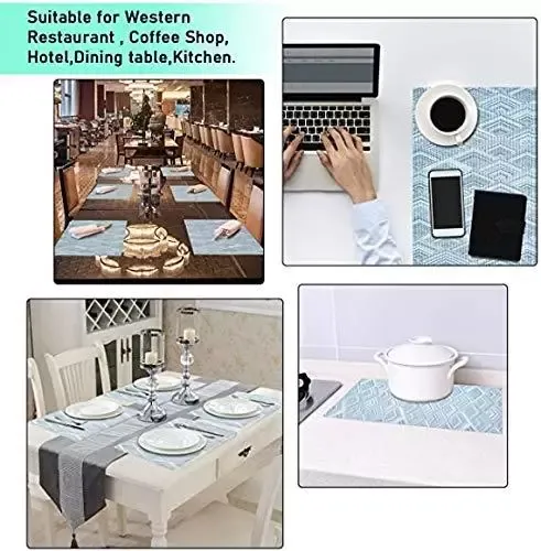 Prostírání Sada 4 protiskluzových omyvatelných prostírání 45 x 30 cm PVC protiskluzové tepelně odolné prostírání do kuchyně