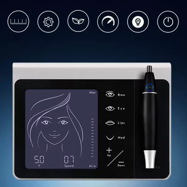 Sada profesionálního elektrického tetovacího strojku Sada digitálního tetovacího strojku na tetování obočí Sada kosmetických strojků na tetování Mikro make-up pro obočí Rty Oči