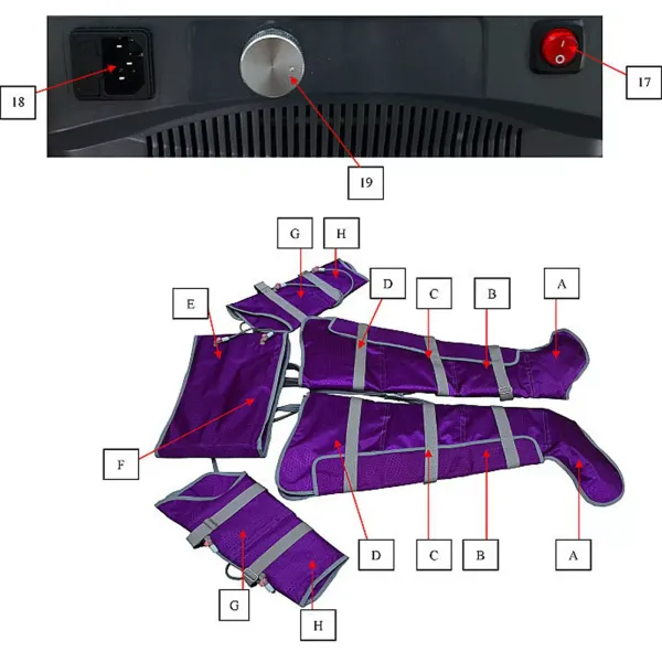 Lymfatický masážní přístroj 220V Micro Computer Control Přístroj pro tlakovou terapii vzduchem pro hubnutí