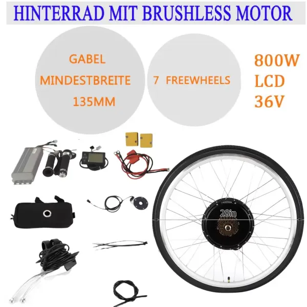 28" 36V 800W zadní motor zadního kola s LCD displejem pro elektrokolo pro přestavbu elektrokola Sada upravená pro elektrické kolo
