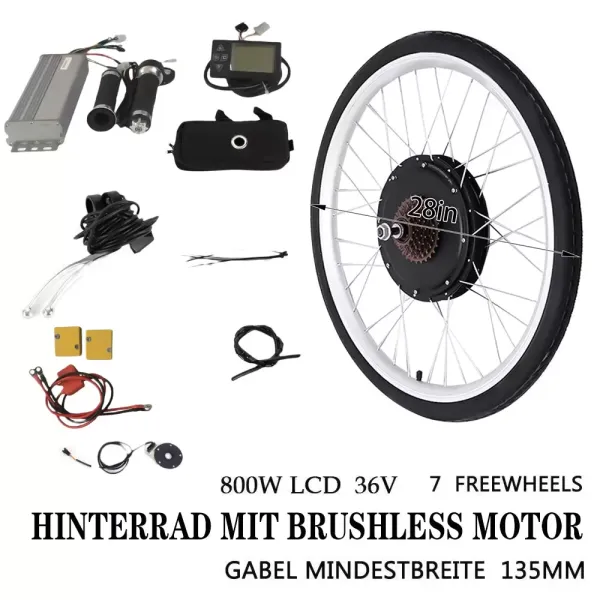 28" 36V 800W zadní motor zadního kola s LCD displejem pro elektrokolo pro přestavbu elektrokola Sada upravená pro elektrické kolo