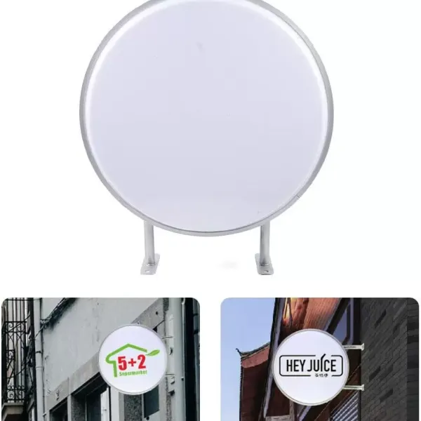 24palcový LED světelný box – oboustranný – kulatý – 55 cm – Jasná reklamní projekce pro restaurace, jídelny, obchody