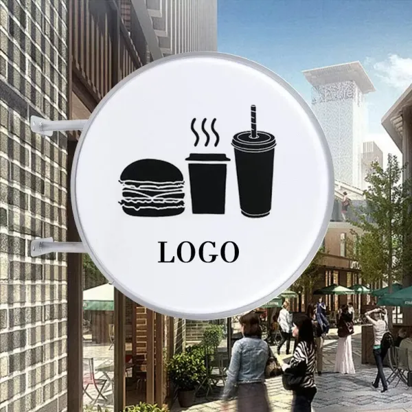 24palcový LED světelný box – oboustranný – kulatý – 55 cm – Jasná reklamní projekce pro restaurace, jídelny, obchody