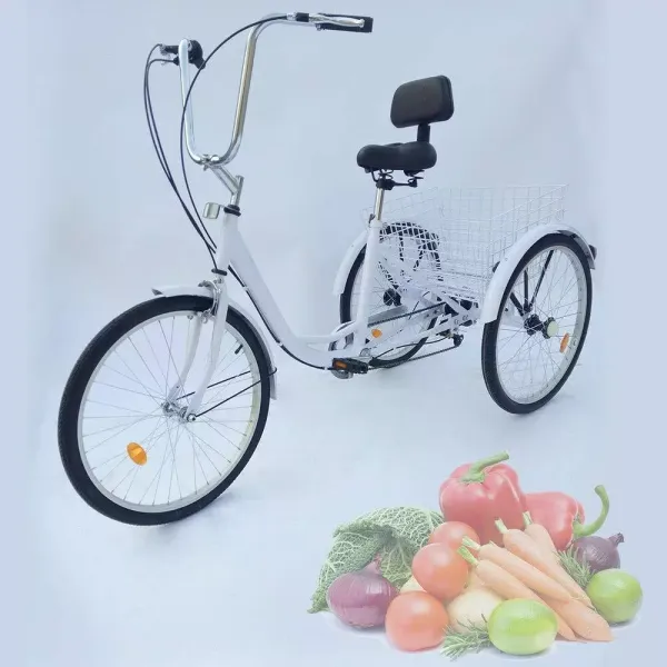 Tříkolka pro dospělé CNCEST 24" 6rychlostní 3 kola pro ženy Seniorská tříkolka pro dospělé s košíkem, Exkurze, Sportovní nákupy, Nákupy (bílá) Tříkolka pro dospělé CNCEST 24" 6rychlostní 3 kola pro ženy Seniorská tříkolka pro dospělé s košíkem, Exkurze, Sportovní nákupy, Nákupy (bílá)