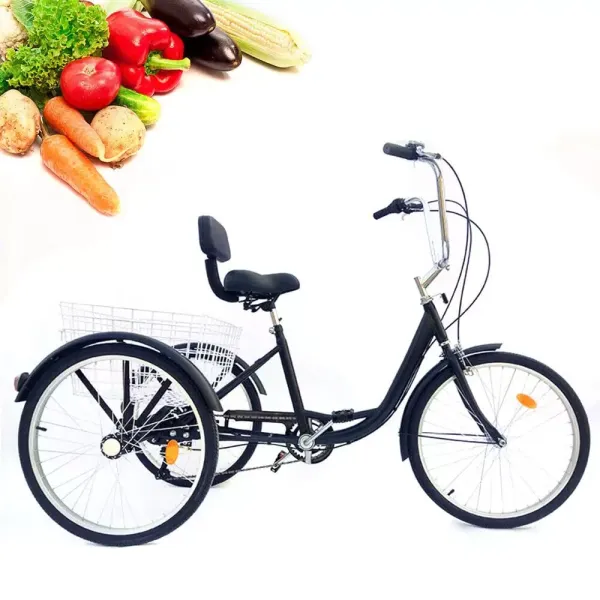 24'' 3kolová tříkolka pro dospělé, 6rychlostní košík Sedadlo Tříkolka Cyklistické plavby Největší nákladní tříkolka