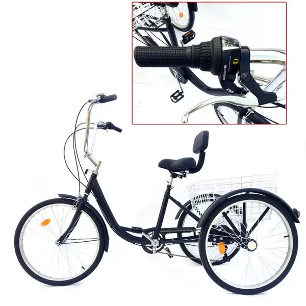 24'' 3kolová tříkolka pro dospělé, 6rychlostní košík Sedadlo Tříkolka Cyklistické plavby Největší nákladní tříkolka
