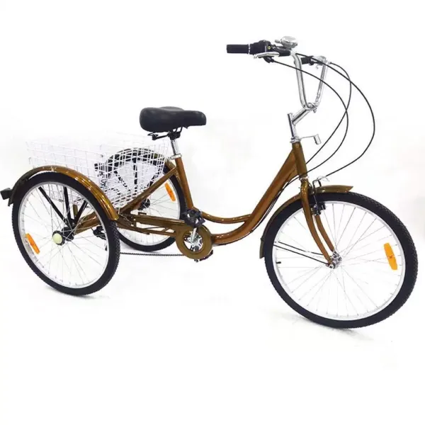 24" s košíkem, 6rychlostní tříkolka pro dospělé, nastavitelná řídítka s opěrkou pro muže, ženy, seniory 24" s košíkem, 6rychlostní tříkolka pro dospělé, nastavitelná řídítka s opěrkou pro muže, ženy, seniory