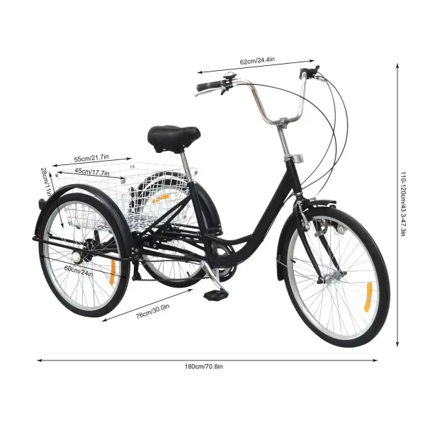 Tříkolka pro dospělé 24" 6rychlostní tříkolová tříkolka pro dospělé a seniory Tříkolka pro dospělé 24" 6rychlostní tříkolová tříkolka pro dospělé a seniory