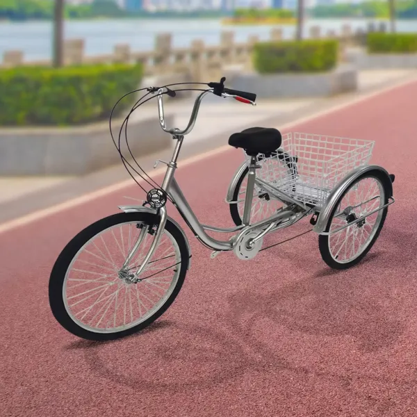 24" 3kolové kolo s košíkem, 6rychlostní kolo pro dospělé - Výškově nastavitelné - Pouzdro z uhlíkové oceli - Pro outdoorové sporty 24" 3kolové kolo s košíkem, 6rychlostní kolo pro dospělé - Výškově nastavitelné - Pouzdro z uhlíkové oceli - Pro outdoorové sporty