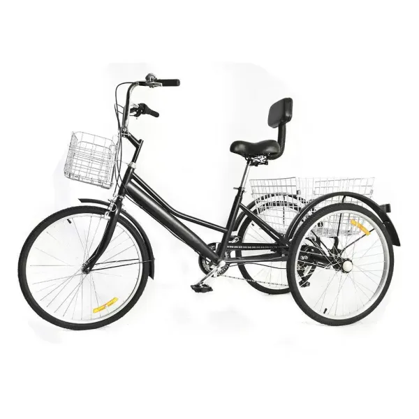 24" tříkolka pro dospělé, 7 rychlostí, nabíjecí kolo, nákupní kolo s košíkem, pro dospělé a seniory