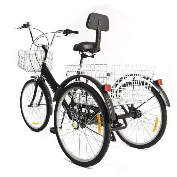 24" tříkolka pro dospělé, 7 rychlostí, nabíjecí kolo, nákupní kolo s košíkem, pro dospělé a seniory 24" tříkolka pro dospělé, 7 rychlostí, nabíjecí kolo, nákupní kolo s košíkem, pro dospělé a seniory