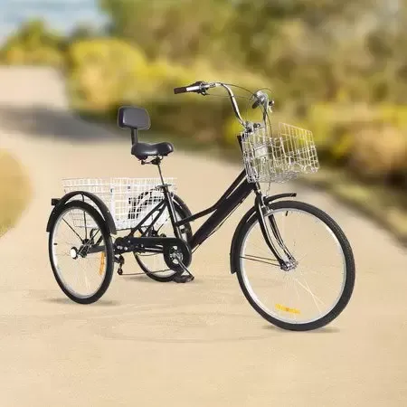 24" tříkolka pro dospělé, 7 rychlostí, nabíjecí kolo, nákupní kolo s košíkem, pro dospělé a seniory 24" tříkolka pro dospělé, 7 rychlostí, nabíjecí kolo, nákupní kolo s košíkem, pro dospělé a seniory