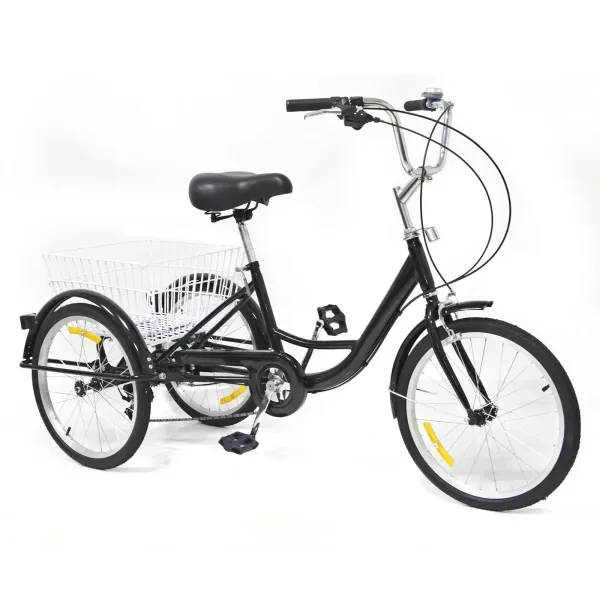 20" tříkolka pro dospělé, 8rychlostní tříkolové seniorské kolo s košíkem