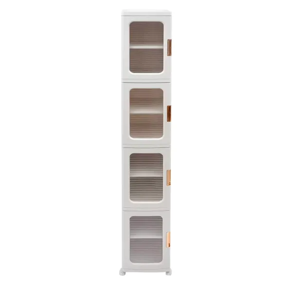 4patrový úložný box s víkem, skládací úložné boxy s kolečky, 24,5 x 28,5 x 166 cm, 1 víko, bílá 4patrový úložný box s víkem, skládací úložné boxy s kolečky, 24,5 x 28,5 x 166 cm, 1 víko, bílá