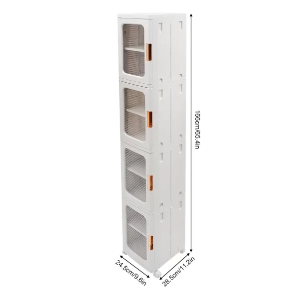 4patrový úložný box s víkem, skládací úložné boxy s kolečky, 24,5 x 28,5 x 166 cm, 1 víko, bílá 4patrový úložný box s víkem, skládací úložné boxy s kolečky, 24,5 x 28,5 x 166 cm, 1 víko, bílá