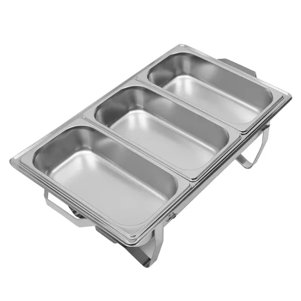 Ohřívač jídel z nerezové oceli o objemu 8 l s 1 pánví na vodu, 3 pánvemi, 2 držáky na palivo a 1 víkem, ohřívač jídla pro catering