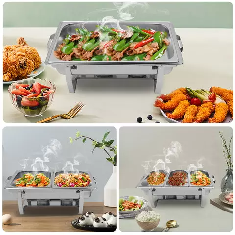 Obdélníkový nerezový ohřívač potravin Chafing-Dish 8,5 l