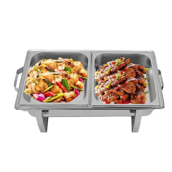 Obdélníkový nerezový ohřívač potravin Chafing-Dish 8,5 l pro catering, bufet a párty