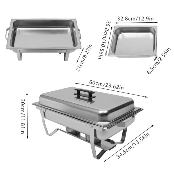 Obdélníkový nerezový ohřívač potravin Chafing-Dish 8,5 l pro catering, bufet a párty Obdélníkový nerezový ohřívač potravin Chafing-Dish 8,5 l pro catering, bufet a párty