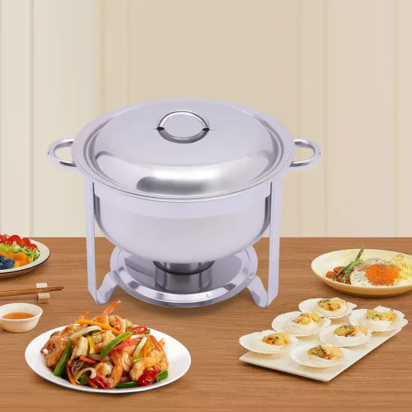 Kulatá miska na tření z nerezové oceli s víkem 5l ohřívač horkého jídla pro catering formou bufetu