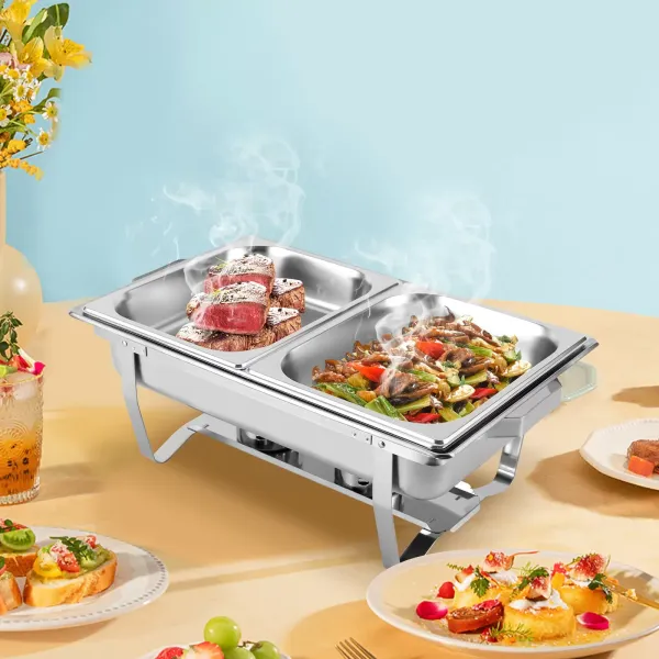 9,51 QT Bufetová sada na třecí mísu Acier inoxydable Poddajný obdélníkový chřipák Plná velikost s pánví na vodu, pánev na jídlo 9,51 QT Bufetová sada na třecí mísu Acier inoxydable Poddajný obdélníkový chřipák Plná velikost s pánví na vodu, pánev na jídlo