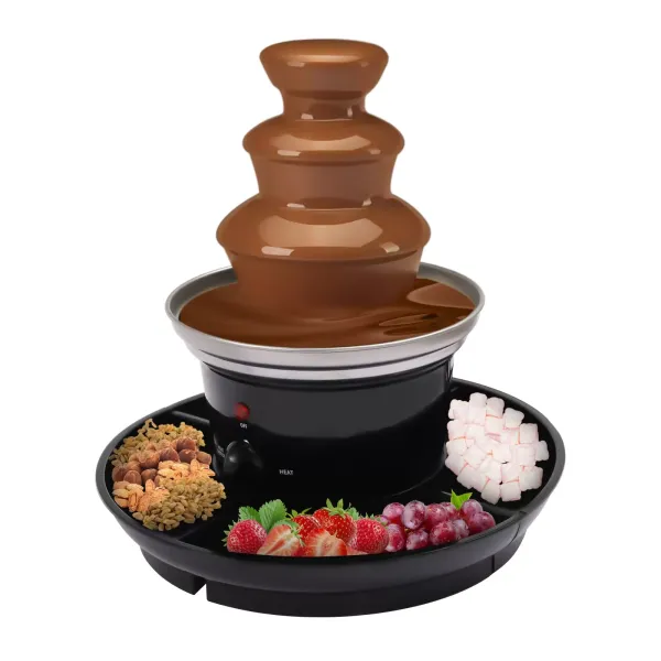 Čokoládová fontána na fondue, 3patrová fontána na párty s ovocným talířem pro narozeninovou oslavu, svatební oslavu