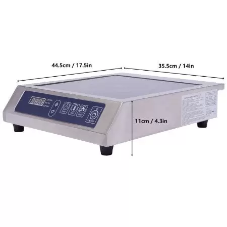 Elektrický indukční sporák 3,5 kW - 13 rychlostí - Digitální dotykové ovládání - 443 x 355 x 110 mm - nerezová ocel