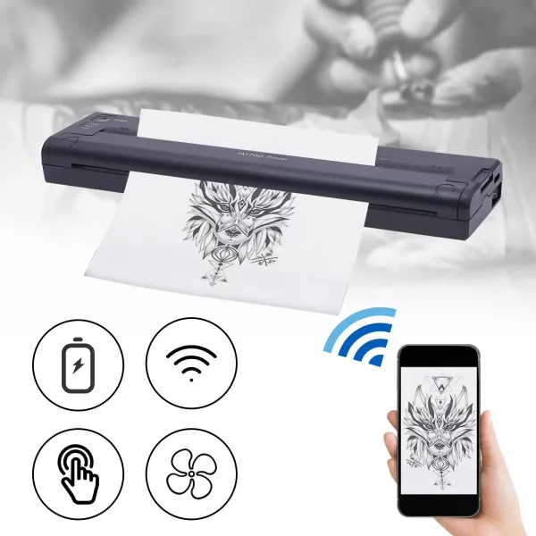 Mini přenosný stroj na přenos tetování USB Bluetooth bezdrátová tetovací tiskárna kompatibilní s Android iOS Ipad PC Side