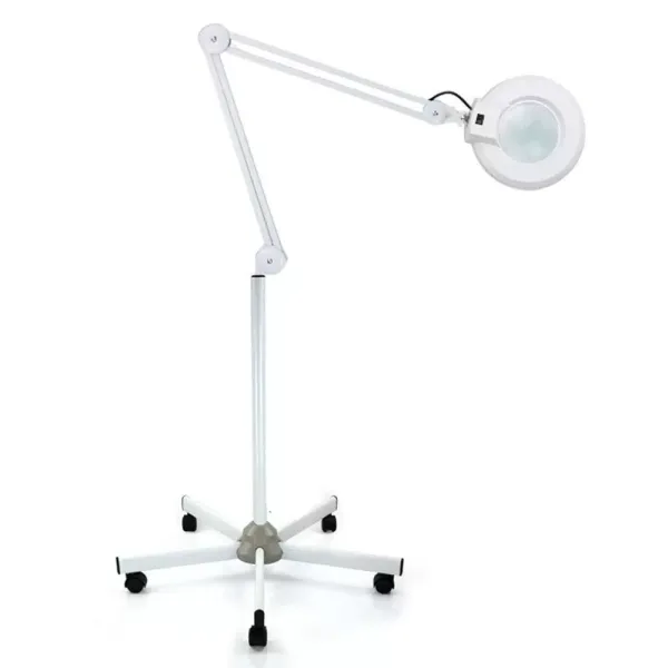 Zvětšovací lampa s 5 kolečky s mobilní podporou Světlo s lupou pro kosmetický salon, lékařskou ordinaci (5 dioptrií)