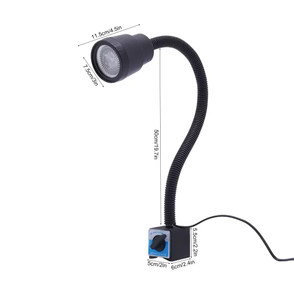 500mm průmyslová stolní lampa s husím krkem, průmyslová stolní lampa, pro soustruh, frézu, vrtačku, průmyslové osvětlení