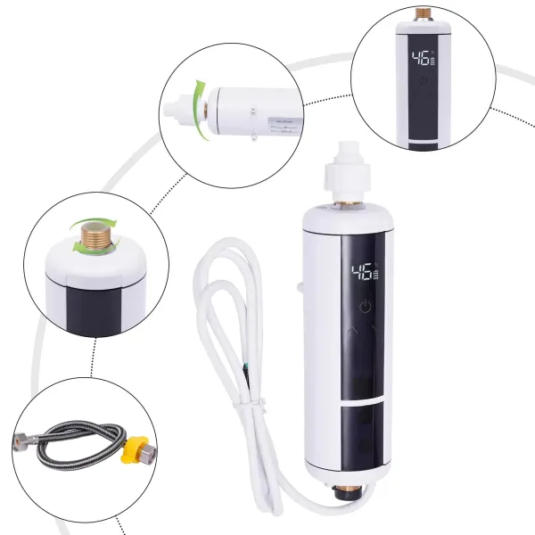 Průtokový ohřívač vody, LED displej Mini průtokový ohřívač vody 3500 W Průtokový ohřívač vody, LED displej Mini průtokový ohřívač vody 3500 W