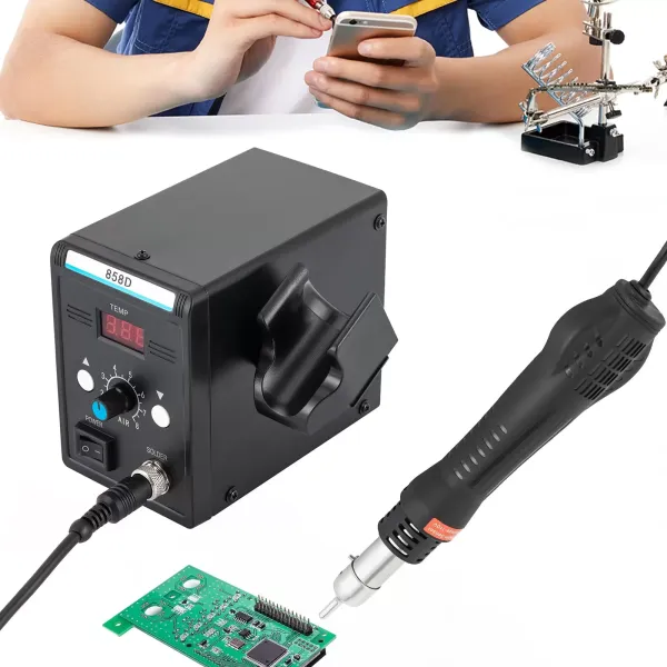 Horkovzdušná přepracovací stanice, 220V SMD pájecí stanice s horkovzdušnou pistolí, pro elektroniku, odpájecí pájecí opravy