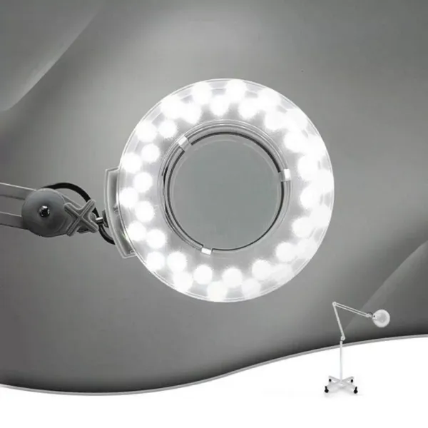 Zvětšovací lampa s 5 kolečky s mobilní podporou Světlo s lupou pro kosmetický salon, lékařskou ordinaci (8 dioptrií)