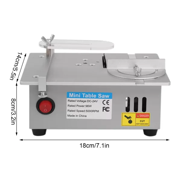 Stolní mini hobby stolní pila Ruční práce na dřevo Stolní pila Udělejte si vlastní model Řezací nástroj s nastavitelným zdrojem 63mm HSS kotoučové pily (R2)