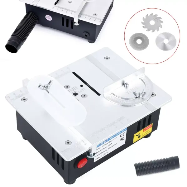 Mini stolní pily, 5000 ot./min Multifunkční mini stolní pila pro modelářství 96W s bezpečnostní vodicí deskou pro malé PCB tyče Akrylové hliníkové slitiny