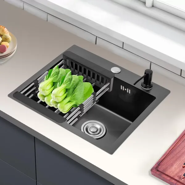 Obdélníkový nerezový kuchyňský útes Volně stojící nerezový dřez 40*45cm Odolnost proti oxidaci R10 Poloměr rohy S ohyb Instalatérství Černá