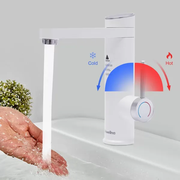 Elektrická baterie s okamžitým ohřívačem teplé vody 220V 3200W Digitální ukazatel teploty pro kuchyň Koupelna Zahrada (bílá)