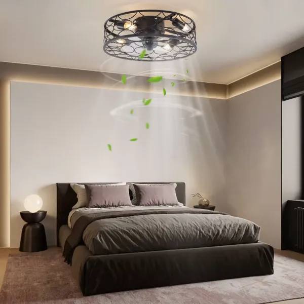 Yolancity stropní ventilátor se světlem, lampa s ventilátorem a dálkovým ovládáním časovače, 6 nastavitelných úrovní pro obývací pokoj, jídelnu, ložnici,