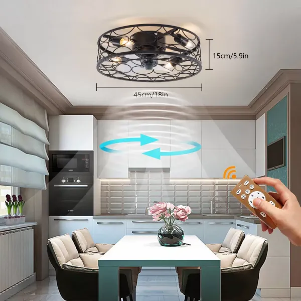 Yolancity stropní ventilátor se světlem, lampa s ventilátorem a dálkovým ovládáním časovače, 6 nastavitelných úrovní pro obývací pokoj, jídelnu, ložnici,