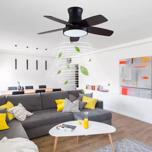 42palcový ventilátorový lustr-BT258 černé hnědo-tříbarevné světlo s frekvenčním převodem a dálkovým ovládáním