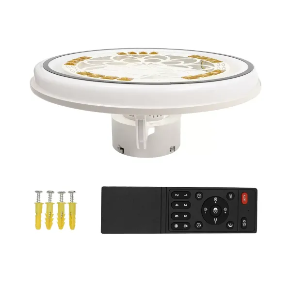 Stropní světlo Dálkové ovládání Stropní moderní LED Obývací pokoj Ložnice Lampa s ventilátorem Kulaté bezlopatkové stropní ventilátorové světlo LED stmívatelné lustrové svítidlo